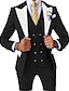 cheap Suits-Light Blue Black Yellow Men&#039;s Wedding Suits Solid Colored 3 Piece Standard Fit Single Breasted One-button 2024