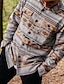 billige skjortejakker med print til mænd-Geometri Årgang Herre Skjorte Skjorte jakke udendørs Gade Afslappet / Hverdag Efterår vinter Aftæpning Langærmet Grå S M L Skjorte