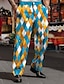cheap Men&#039;s Printed Dress Pants-Mens Pants Argyle Business Casual Men&#039;s 3D Print Pants Trousers Outdoor Street Wear to work Ugly  Polyester Red Blue Orange S M L High Elasticity