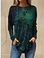 cheap Women&#039;s T-shirts-Women&#039;s T shirt Tee Floral Holiday Weekend Print Blue Long Sleeve Fashion Round Neck Spring &amp;  Fall