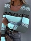 ieftine Tricouri Damă-Pentru femei Tricou Bloc Culoare Zilnic Sfârșit de săptămână Imprimeu Galben Manșon Lung Modă În U Primăvara &amp; toamnă