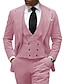 levne Obleky-pánské hnědé manšestrové svatební obleky vintage 3dílné jednobarevné střih na míru jednořadé dvouknoflíčky černá růžová červená 2024