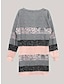 billige print sweatshirt &amp; hettegenser kjoler-Dame Sweatshirt kjole Geometrisk Stripe Trykt mønster V-hals Mini kjole Daglig Stevnemøte 3/4 ermer Høst