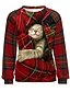 preiswerte Blumen-Hoodies-Damen Pullover Sweatshirt Plaid Katze Casual Sportswear Festival Rundhals Langarm Top Mikro-elastisch Herbst&amp;amp; Winter