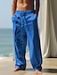 ieftine Pantaloni bărbați din bumbac și in-Bărbați Pantaloni de in Pantaloni Pantaloni de vară Pantaloni de plajă Cordon Talie elastică Imprimare 3D Copac de cocos Imprimeu Grafic Confort Casual Zilnic Concediu 20% in Șic Stradă Hawaiană