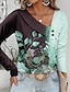 ieftine Bluze &amp; Cămăși Damă-Pentru femei Cămașă Bluză Floral Casual Concediu Buton Imprimeu Roz Îmbujorat Manșon Lung Modă În V Primăvara &amp; toamnă