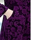 رخيصةأون فساتين عادية-نسائي اللباس المخملية فستان ميدي جيب مناسب للبس اليومي أنيق موضة V رقبة كم طويل أسود نبيذ أزرق اللون
