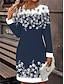 Χαμηλού Κόστους εμπριμέ φούτερ &amp; φορέματα με κουκούλα-Γυναικεία Καθημερινό φόρεμα Φόρεμα φούτερ Μίνι φόρεμα Ενεργό Μοντέρνα ΕΞΩΤΕΡΙΚΟΥ ΧΩΡΟΥ Αργίες Διακοπές Στρογγυλή Ψηλή Λαιμόκοψη Στάμπα Φλοράλ Χαλαρή Εφαρμογή Μαύρο Κρασί Βαθυγάλαζο Τ M L XL XXL