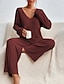 cheap Women&#039;s Loungewear-Women&#039;s Loungewear Sets 2 Pieces Pure Color Fashion Comfort Home Daily Bed Polyester Breathable Long Sleeve Spring Fall Black Pink