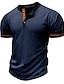 お買い得  メンズカジュアルTシャツ-男性用 Tシャツ ヘンリーシャツ ティートップ 平織り ヘンリー ストリート バケーション 半袖 衣類 ファッション デザイナー ベーシック
