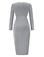 cheap Party Dresses-Women&#039;s Prom Dress Party Dress Formal Dress Ruched Split V Neck Long Sleeve Birthday Silver Black Winter