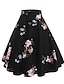 cheap Midi Skirts-Women&#039;s Corset Skirt Tutu Knee-length Cotton Peony Skirts Fall &amp; Winter Ruched Print Vintage Fashion Casual Street Daily S M L