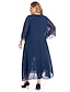 Χαμηλού Κόστους plus size φορέματα για πάρτι-γυναικείο φόρεμα εργασίας με καμπύλες φλοράλ v λαιμόκοψη 3/4 μήκους μανίκι άνοιξη φθινοπωρινή δουλειά κομψό midi φόρεμα επίσημο φόρεμα διακοπών / στρώσεις / στάμπα