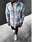 cheap Flannel Shirts-Men&#039;s Shirt Jacket Shacket Overshirt Black Blue Purple Long Sleeve Plaid / Check Non-Positioning Print Turndown Spring &amp;  Fall Outdoor Street Clothing Apparel