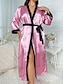 cheap Women&#039;s Robes-Women&#039;s Plus Size Pajamas Bathrobe Heart Flower Simple Casual Comfort Home Bed Wedding Party Polyester Breathable V Wire Long Sleeve Summer Spring Pink love Safflower