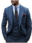 olcso Öltönyök-férfi tweed vintage öltönyök 3 darab molett egyszínű szabott egymellű kétgombos bordó zöld kék barna 2024 ősz/tél