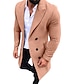 cheap Men&#039;s Trench Coat-Men&#039;s Winter Coat Overcoat Trench Coat Outdoor Daily Wear Fall &amp; Winter Polyester Warm Outerwear Clothing Apparel Fashion Streetwear Plain Lapel Double Breasted
