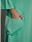 abordables robes unies-Femme Capitale Robe casual Feuille Col V Robe longue maxi basique Classique du quotidien Vacances Manches 3/4 Eté Printemps