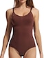 cheap Corsets-Women&#039;s Shapewear Bodysuits Pure Color Warm Fashion Home Street Daily Nylon Warm Breathable Straps Sleeveless Summer Spring Black Brown