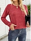 abordables Camisetas de mujer-Mujer Camiseta Plano Bolsillo Diario Fin de semana Moda Manga Larga Escote Redondo Negro Primavera &amp; Otoño