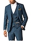 abordables Trajes-Trajes de boda de tweed para hombre 3 piezas vintage color liso corte entallado botonadura simple 1 botón negro burdeos azul marino oscuro 2024