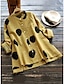 cheap Women&#039;s Blouses &amp; Shirts-Women&#039;s Shirt Blouse Polka Dot Casual Button Pocket Print Yellow Long Sleeve Fashion Round Neck Spring &amp;  Fall