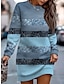 cheap Print Sweatshirt &amp; Hoodie Dresses-Women&#039;s Cotton Sweatshirt Dress Winter Dress Floral Print Crew Neck Mini Dress Daily Vacation Long Sleeve Fall Winter