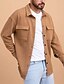 preiswerte Flanellhemden-Herren Waffelhemd Waffel-Henley-Hemd Hemdjacke Overshirt Einfach Outdoor Alltagskleidung Schwarz Weiß Braun Langarm Revers Herbst Winter Bekleidung Tasche
