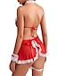 Χαμηλού Κόστους Σέξι εσώρουχα-γυναικεία σέξι χριστουγεννιάτικα εσώρουχα συνονθύλευμα σέξι στολές λάτρεις ζεστό πολυεστερικό αναπνεύσιμο καπίστρι λαιμό αμάνικο εξώπλατο τρύπα καλοκαίρι άνοιξη μαύρο κόκκινο