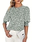ieftine Bluze simple pentru femei-Cămașă Bluză Pentru femei Negru Roz Îmbujorat Trifoi Loc Imprimeu Zilnic Modă Rotund Fit regulat S