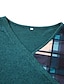 cheap Print Dresses-Women&#039;s Casual Dress T Shirt Dress Tee Dress Tartan Dress Mini Dress Dark Green 3/4 Length Sleeve Plaid Ruched Winter Fall Spring V Neck Modern Weekend 2023 S M L XL 2XL 3XL