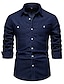 お買い得  メンズボタンアップシャツ-男性用 シャツ ボタンアップシャツ カジュアルシャツ ブラック ネイビーブルー ライトブルー 長袖 平織り ラペル 日常 バケーション フロントポケット 衣類 ファッション カジュアル 快適