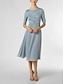 preiswerte Kleider für die Brautmutter-A-Linie Brautmutterkleid kleid hochzeitsgast Elegant Extraklein U-Ausschnitt Knie-Länge Chiffon Halbe Ärmel mit Plissee Einheitliche Farbe 2024