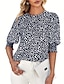 ieftine Bluze simple pentru femei-Cămașă Bluză Pentru femei Negru Roz Îmbujorat Trifoi Loc Imprimeu Zilnic Modă Rotund Fit regulat S