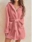 cheap Women&#039;s Robes-Women&#039;s Coral Fleece Bathrobe Pure Color Simple Casual Comfort Home Bed Wedding Party Coral Velvet Warm Breathable V Wire Long Sleeve Summer Fall Black Pink