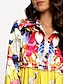 Χαμηλού Κόστους print casual φόρεμα-floral βολάν πουκάμισο με γιακά