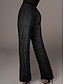 cheap Party women&#039;s Pants-Women&#039;s Wide Leg Pants Trousers Sequins High Waist Full Length Black Fall