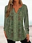 cheap Women&#039;s Blouses &amp; Shirts-Women&#039;s Shirt Henley Shirt Blouse Floral Button Print Casual Holiday Tunic Basic Long Sleeve Round Neck White Spring &amp;  Fall