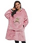 cheap Women&#039;s Robes-Women&#039;s Hoodie Wearable Blanket Pajama Loungewear Nightgown Sleepwear Pure Color Fashion Sport Simple Home Daily Bed Polyester Warm Pullover Long Sleeve Fall Winter Lake blue Black