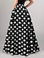 cheap Maxi Skirts-Women&#039;s Skirt A Line Swing Long Skirt Maxi High Waist Skirts Pocket Print Polka Dot Street Vacation Winter Polyester Elegant Fashion Black Red Dark Blue