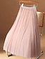 cheap Plain Skirts-Women&#039;s Skirt Swing Midi Skirts Ruched Layered Solid Colored Daily Date Spring, Fall, Winter, Summer Polyester Elegant Long Apricot Black White Pink