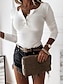 billige Basistoppe til kvinder-Skjorte Bluse Dame Hvid Ensfarvet / almindelig farve Knap Daglig Mode Rund hals Regulær S