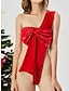 voordelige Sexy lingerie-Dames Sexy lingerie Heldere kleur Geliefden heet Comfortabel Kerstmis Fluweel Ademend Eén-schouder Mouwloos Blote rug Zomer Lente Rood