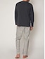 economico Pigiami-Per uomo loungewear Pigiami Set pigiama Top e pantalone del pigiama 2 pezzi A quadri Moda Informale Comoda Interni Giornaliero Misto cotone Comfort Girocollo Manica lunga maglietta Pantalone A