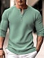 billiga Casual T-shirts för män-Herr Waffle Henley Shirt Henleytröja T-tröja Långärmad tröja Slät Henley Gata Semester Långärmad Kläder Mode Designer Grundläggande
