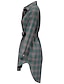 abordables Robes à motifs-Femme Robe chemise Plaid Ceinturé Col de Chemise Mini robe Classique Soirée manche longue Automne Hiver
