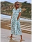 cheap Print Dresses-Women&#039;s Floral Print V Neck Maxi long Dress Daily Vacation Short Sleeve Summer Spring
