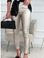 cheap Party women&#039;s Pants-Women&#039;s Slim Pants Trousers Cotton Mid Waist Full Length Silver Fall