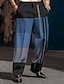 tanie męskie spodnie wizytowe z nadrukiem 3D-Kratka Naszywka Geometria Biznes Codzienny Męskie Druk 3D Spodnie Na zewnątrz Ulica Odzież do pracy Poliester Niebieski Pomarańczowy Khaki S M L Wysoki Elastyczność Spodnie
