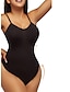 cheap Bodysuits-Women&#039;s Plus Size Bodysuits Body Shaper Pure Color Fashion Hot Vacation Gyms Nylon Breathable Straps Sleeveless Backless Summer Spring Black long Black briefs